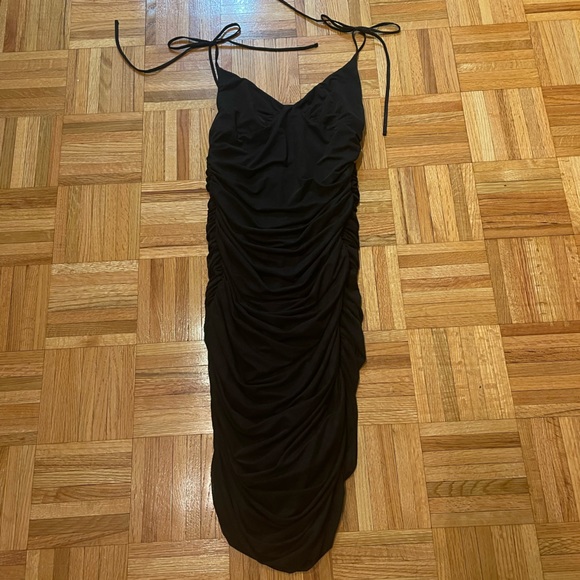 Aritzia Wilfred Winona Black Ruched Dress - Picture 6 of 8